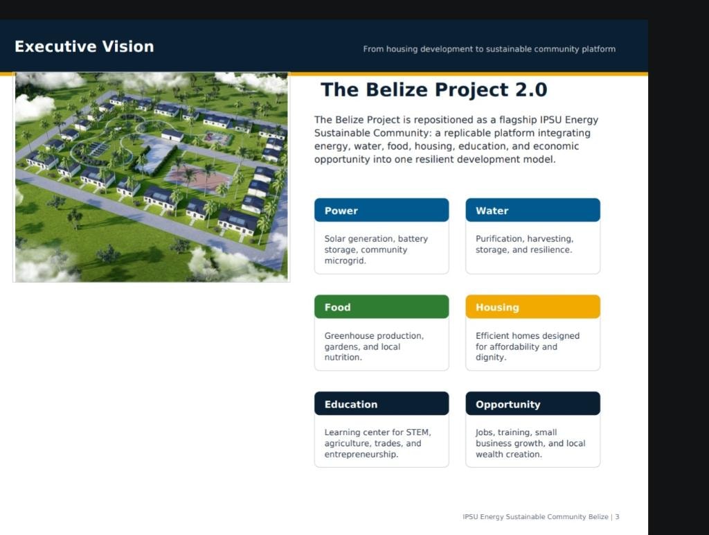 Belize Project 2.0 — IPSU Energy sustainable community overview