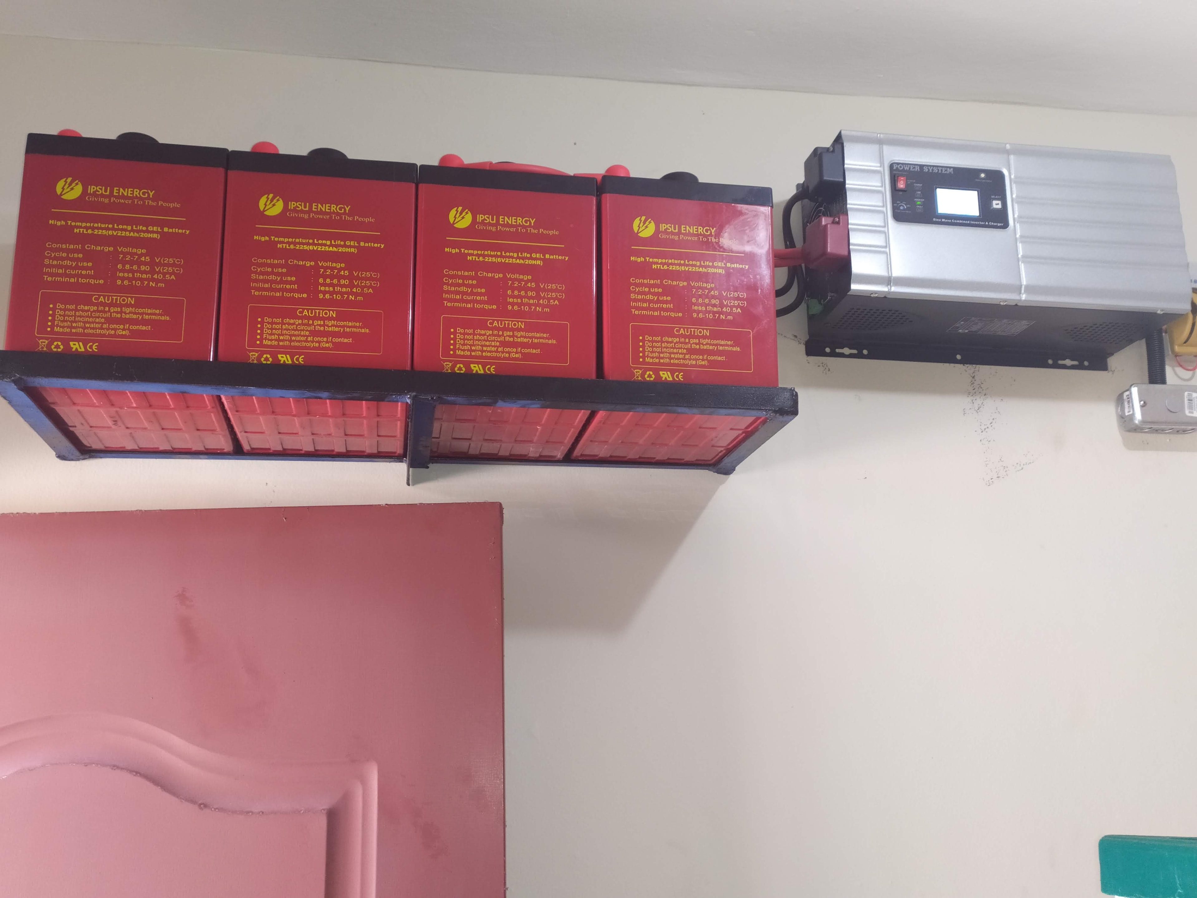 IPSU Energy HTL Deep Cycle batteries installed with power inverter system