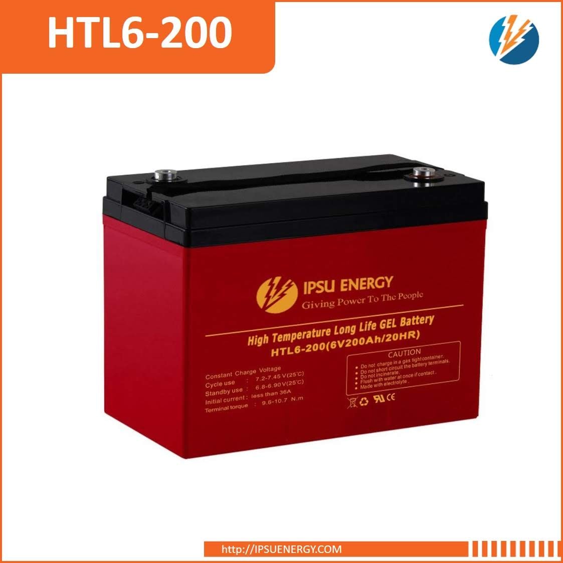 IPSU Energy HTL6-200 High Temperature Long Life GEL Battery — 6V 200Ah