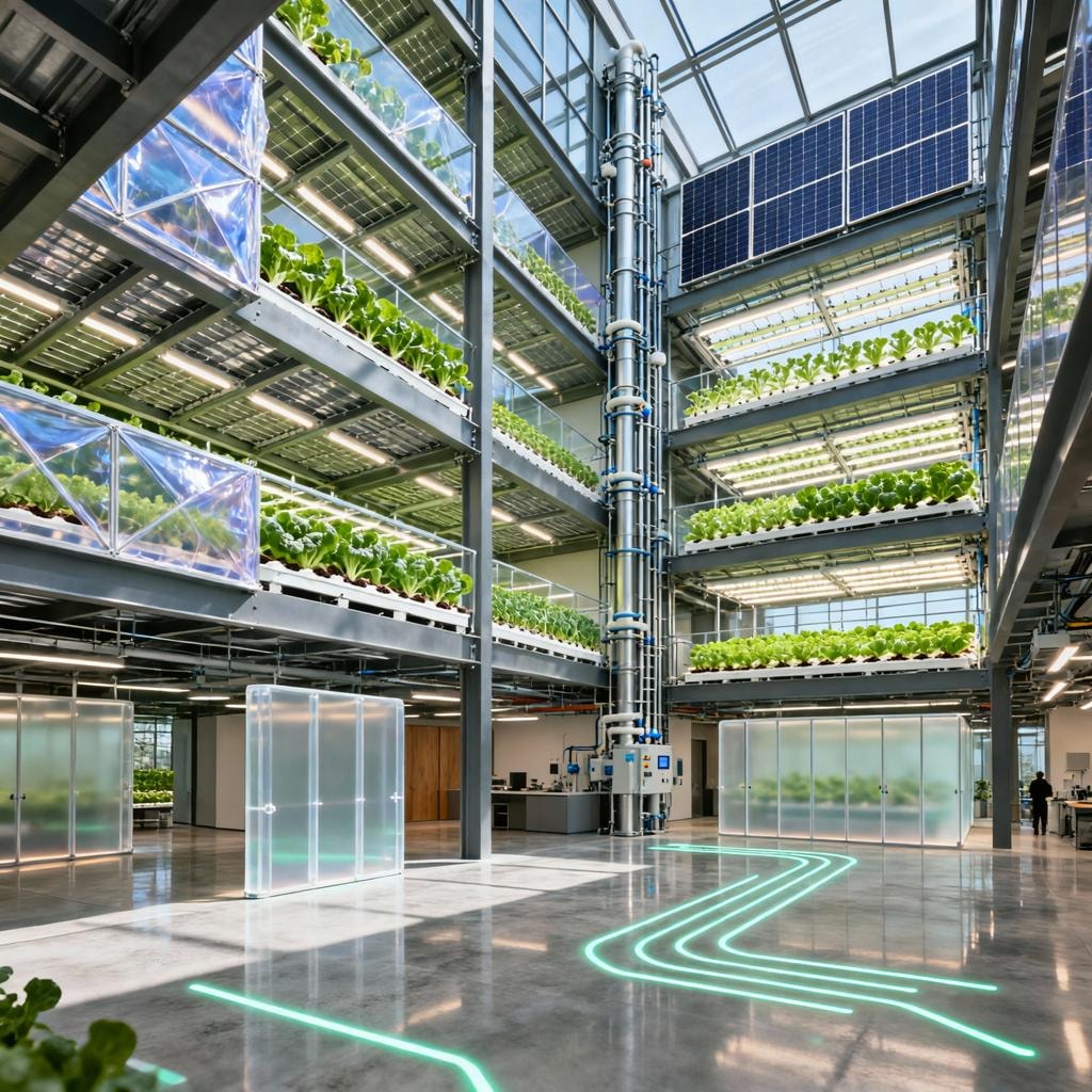 Vertical Grow Greenhouses with Solar Panels